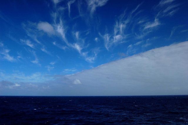 High cirrus obscured by low level bank of cumulus. Picture