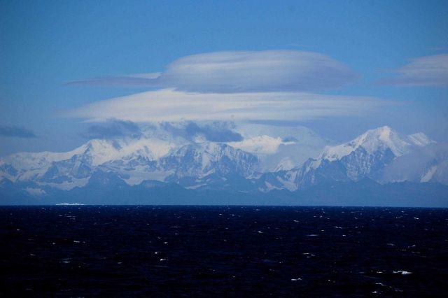 Lenticular clouds over the South Georgia Island. Picture