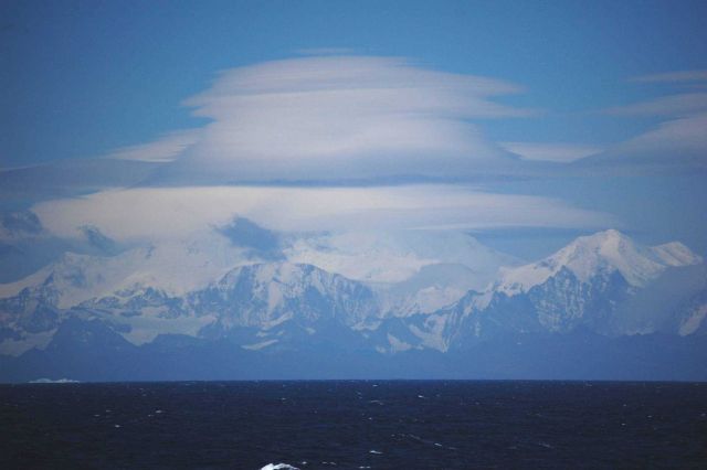 Lenticular clouds over the South Georgia Island. Picture