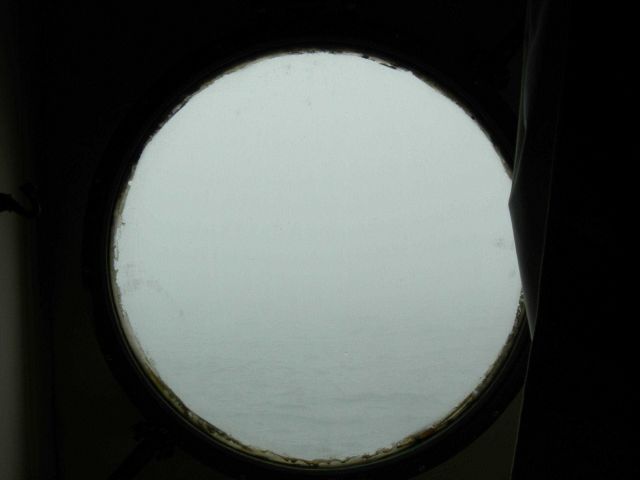 The view from the porthole - fog on Chesapeake Bay. Picture