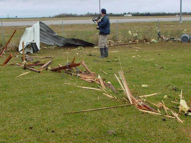 Debris being driven at great rates can be driven several feet into the ground. Picture