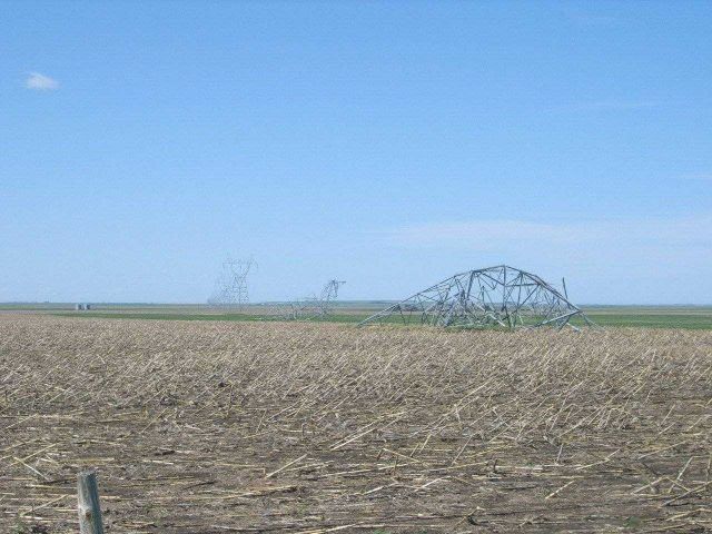 Several WAPA high voltage electrical transmission towers collapsed near the intersection of Highway 1804 and 175th Street. Picture