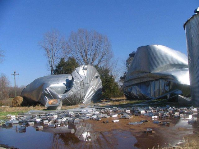 A destroyed grain bin near Benton Picture