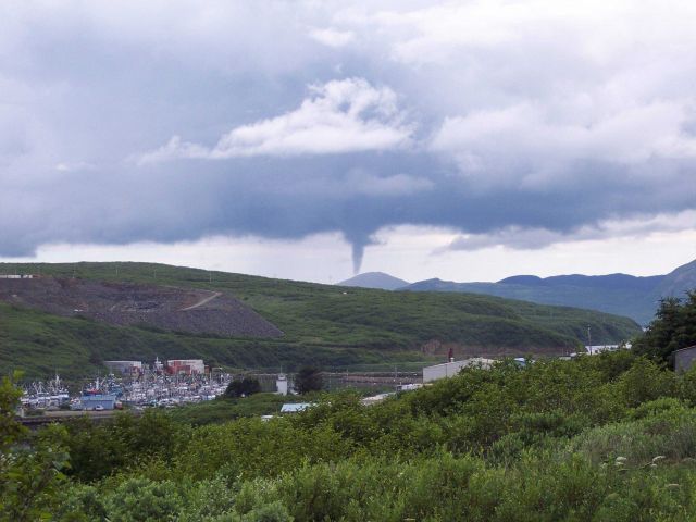 A rare tornado touches down near Sand Point, Alaska. Picture