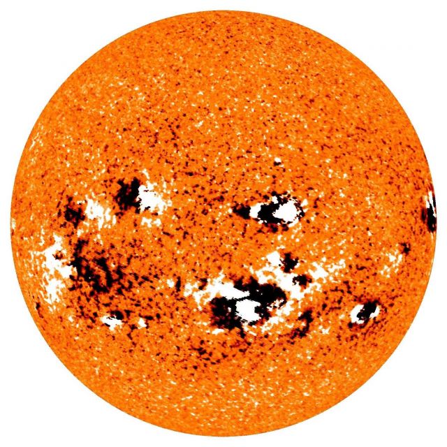 Image of solar storm activity on surface of sun Picture