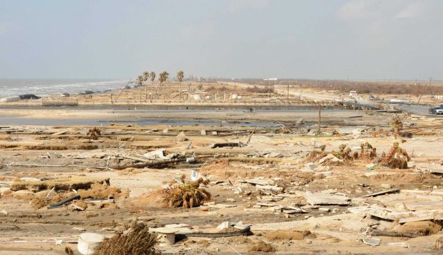 A view of the Gulf of Mexico shoreline from the deck of a house that survived the destruction of Hurricane Ike. Picture