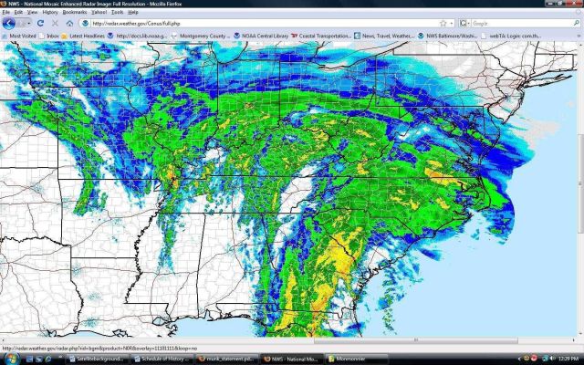 Radar image of February 5 and 6 snowstorm blasting the eastern half of the United States. Picture