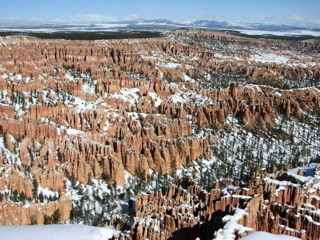 Snow and red rock formations at Bryce Canyon National Park Picture