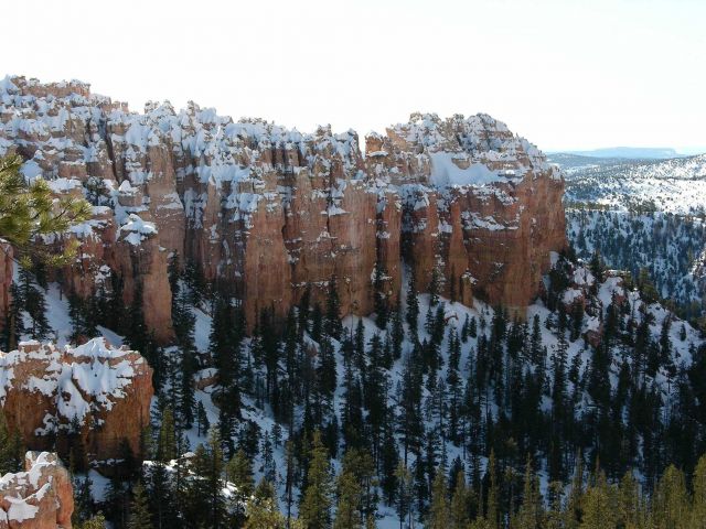 Snow and red rock formations at Bryce Canyon National Park Picture