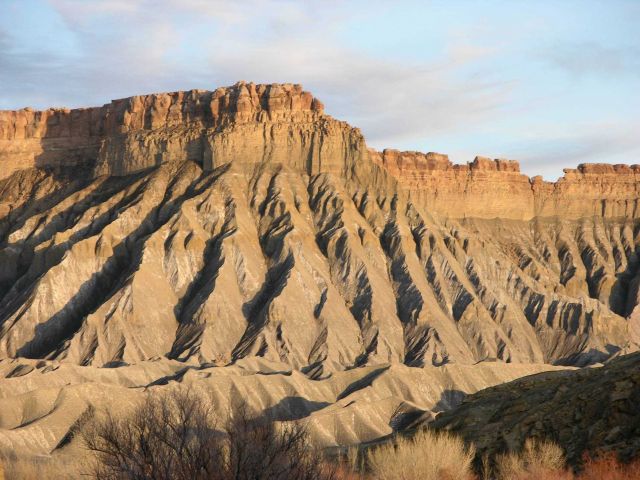 Classic series of gullies formed from water erosion. Picture