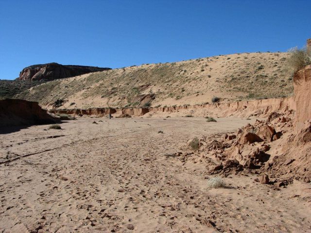 Dry washes such as these can be very dangerous places if there are upstream thunderstorms followed by flash flooding. Picture