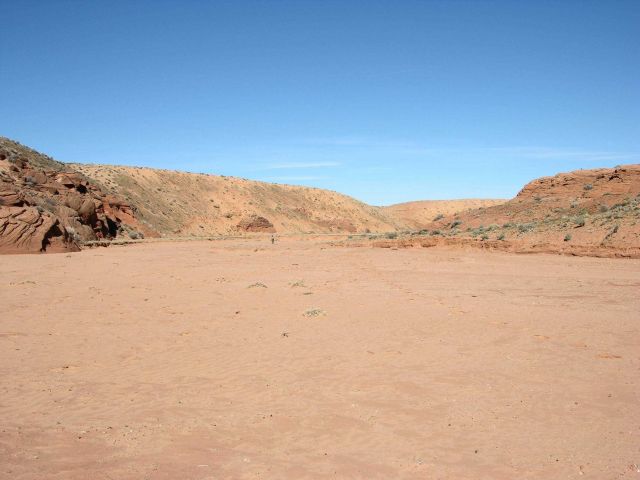Dry washes such as these can be very dangerous places if there are upstream thunderstorms followed by flash flooding. Picture