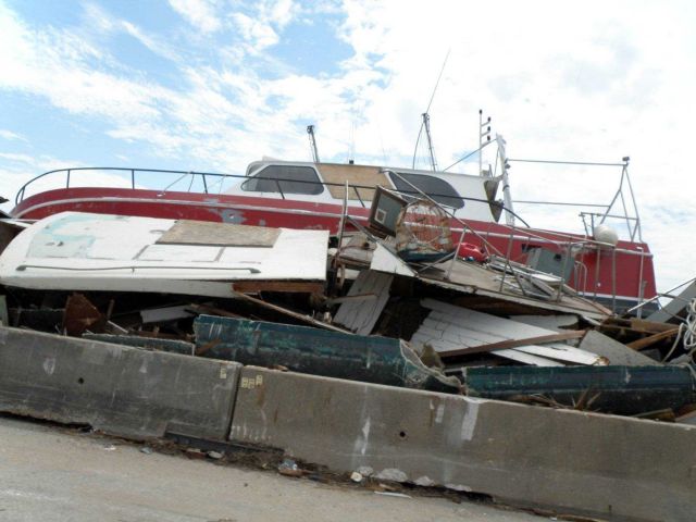 The aftermath of Hurricane Ike as seen through the eyes of Flower Garden Banks National Marine Sanctuary staff. Picture