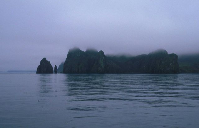 Fog enveloping an Aleutian Island. Picture