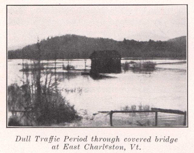 Dull traffic period through covered bridge at East Charleston, Vt. Picture