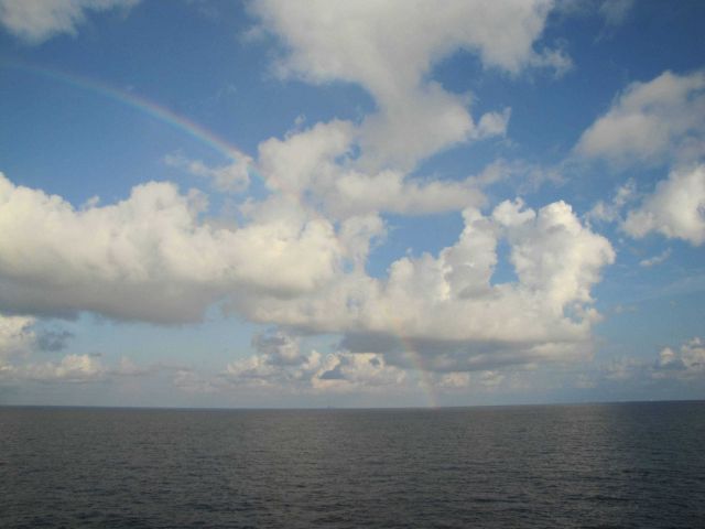 A rainbow with no apparent rain in the area. Picture