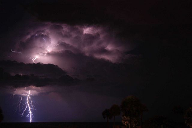 Lightning over the Gulf Stream near Cape Canaveral. Picture