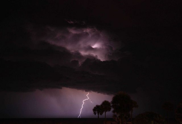Lightning over the Gulf Stream near Cape Canaveral. Picture