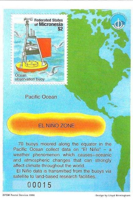 Ocean Observation buoy commemorated on $2 stamp from the Federated States of Micronesia. Picture