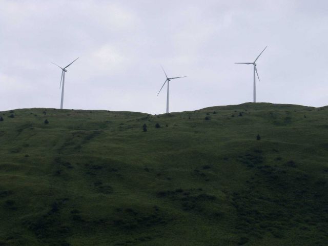 Windmills on the ridge above Kodiak seen on a clearer day than image wea04392. Picture