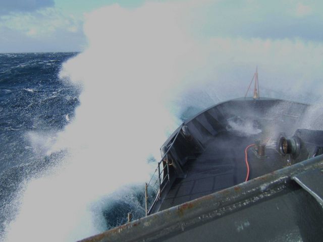 Kaboom! as the MILLER FREEMAN comes down on a large Bering Sea swell Picture