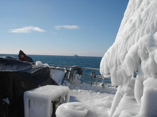 Heavy icing on the MILLER FREEMAN. Picture
