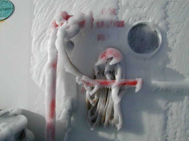It would be tough to use this heavily iced fire gear. Picture