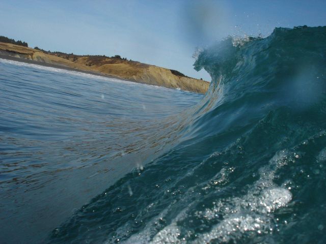 A breaking wave at Fossil Beach. Picture
