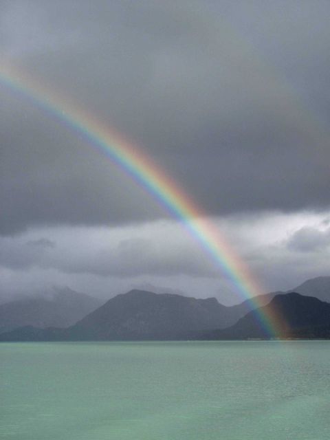 Double rainbow over milky green waters of Cross Sound. Picture