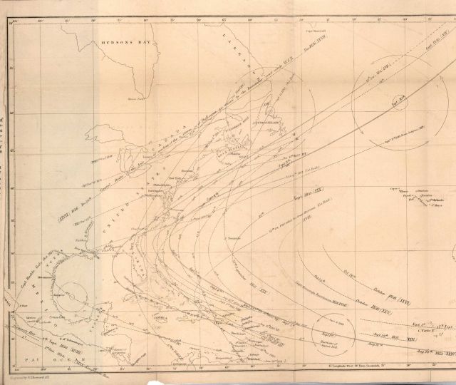 Chart Showing the Tracks or Courses of Various Gales and Hurricanes as Traced by Wm Picture