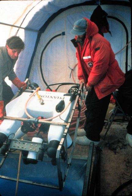 Deploying the PHANTOM S2 through ice in Antarctica. Picture