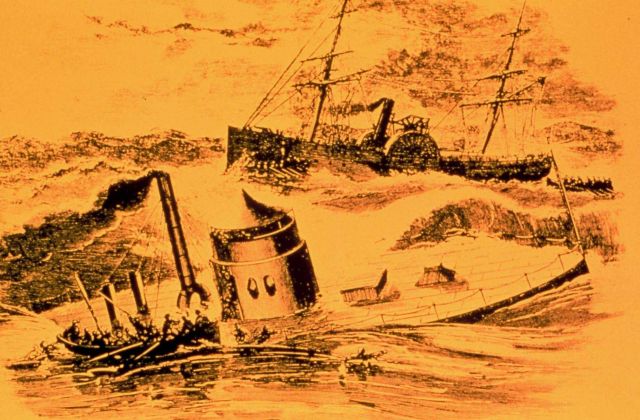 USS MONITOR the night it sank off Cape Hatteras Picture