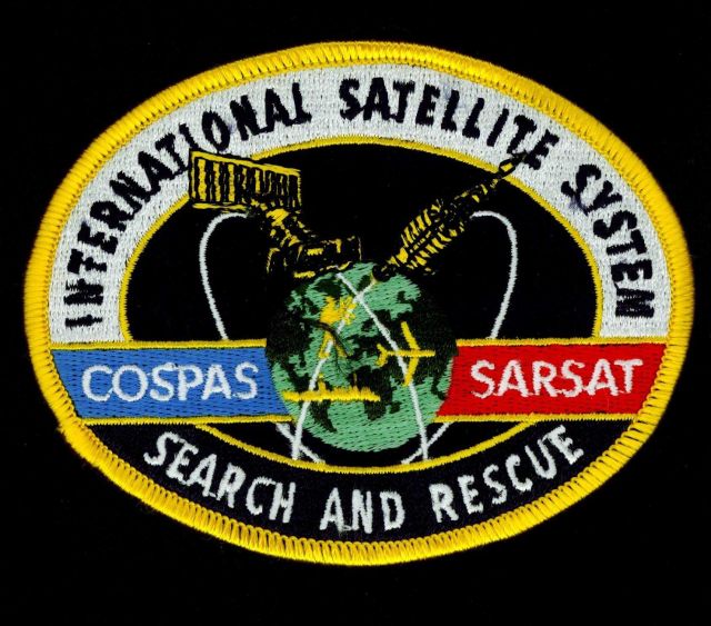 Search and Rescue Satellite System patch signifying international cooperation between the United States and Russia in developing the system. Picture