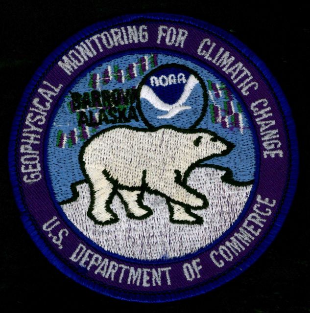 Patch commemorating the Point Barrow Observatory of NOAA's Geophysical Monitoring for Climatic Change Program. Picture