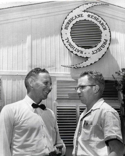 Robert Simpson on left, co-developer of the Saffir-Simpson Hurricane Intensity Scale. Picture