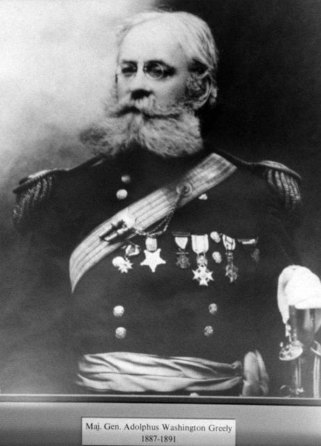 Major General Adolphus Washington Greely, head of the weather service, 1887-1891 . Picture