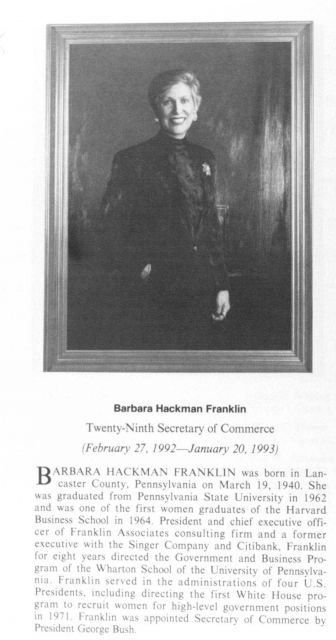 Barbara Hackman Franklin, 1940- , twenty-ninth Secretary of Commerce. Picture