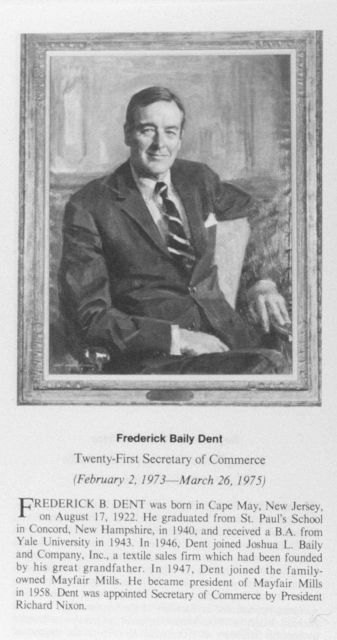 Frederick Baily Dent, 1922 - twenty-first Secretary of Commerce. Picture