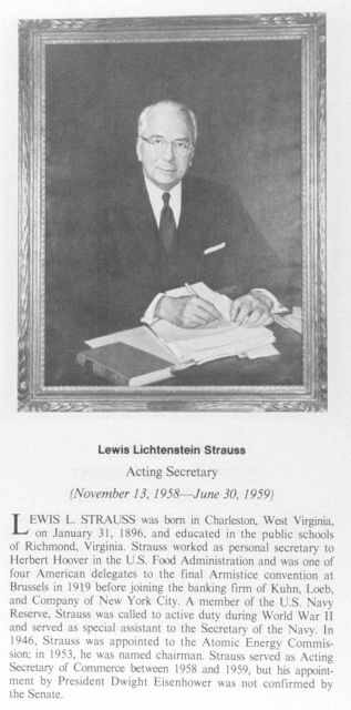 Lewis Lichtenstein Strauss, 1896 - , Acting Secretary of Commerce. Picture