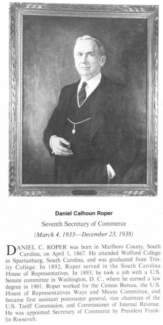 Daniel Calhoun Roper, 1867 - , seventh Secretary of Commerce. Picture