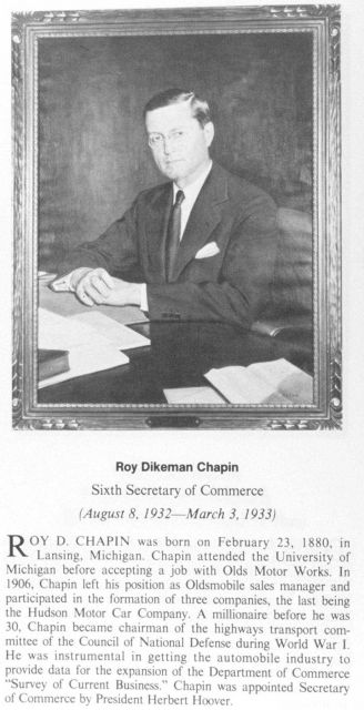 Roy Dikeman Chapman, 1880 - , sixth Secretary of Commerce. Picture