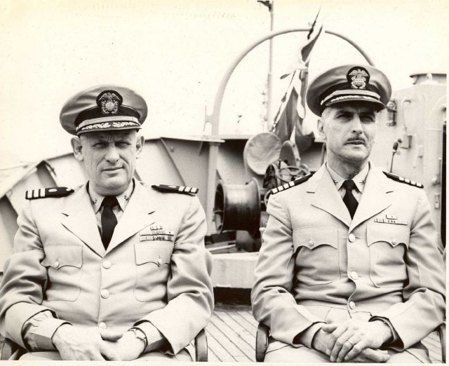 Commander David Whipp on left and Captain Arthur Wardwell on PATHFINDER. Picture