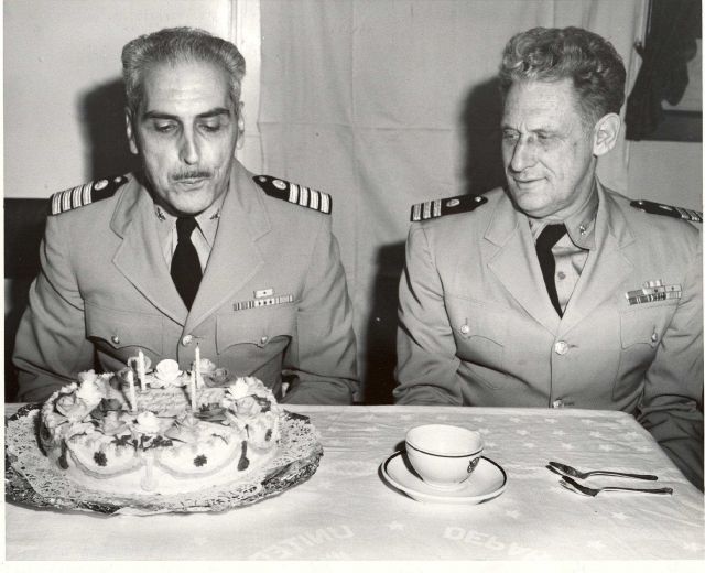 Celebrating Captain Arthur Wardwell's birthday on the PATHFINDER with Commander David Whipp. Picture