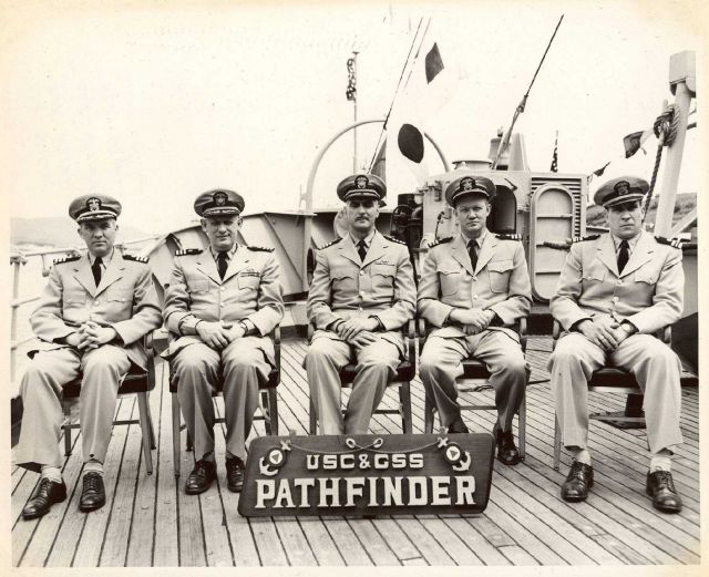 Commander John Phillips, Commander David Whipp, Captain Wardwell, CME Gilgan, and Lieutenant Commander Williams. Picture