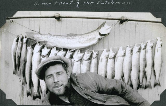 The Dutchman (Benny Priem?) with some trout caught while on a shore party. Picture