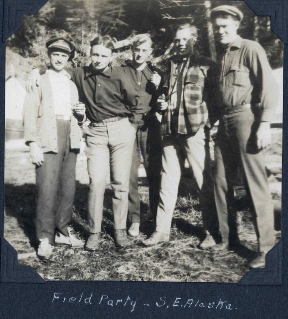 L-R -- Ratti, Scaife, Johnson, ??, and Kirsch in southeast Alaska. Picture