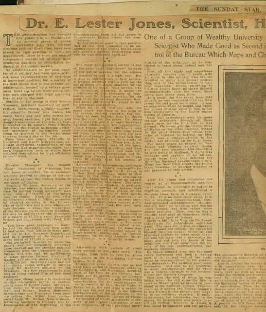 Newspaper article on Ernest Lester Jones.-1 Picture