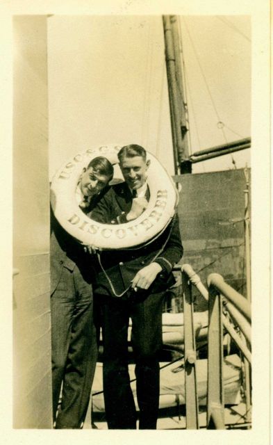 Carl Mast and another young USC&GS officer on the USC&GS Ship DISCOVERER. Picture