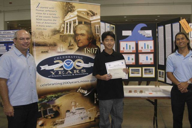 Bill Thomas (L) , Director Pacific Services Center, and Manning Taite (R), Environmental Literacy Coordinator, (PSC) are shown at the 50th Hawai'i Sta Picture