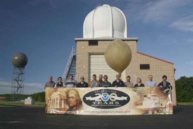 The National Weather Service Office in Gaylord, Michigan, sends 200th Greetings! Both the Upper Air Building and NEXRAD radar are shown with L-R: Bruc Picture